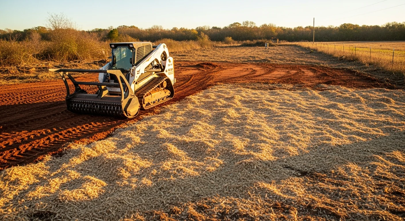 Heavy equipment clearing overgrown land and brush in Northeast Louisiana