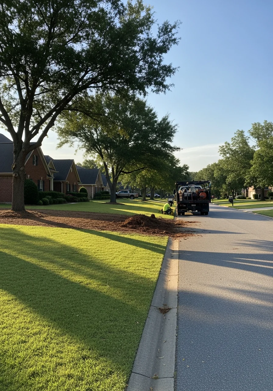 Residential neighborhood in Monroe with well-maintained homes and green lawns typical of Ouachita Parish.